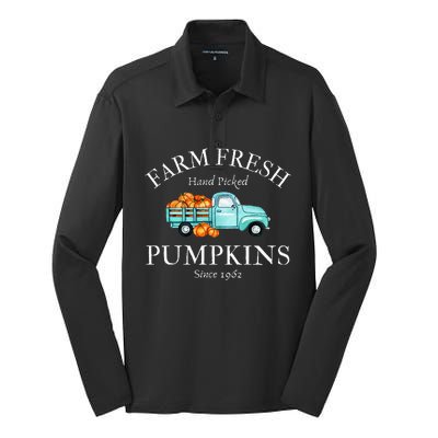 Farm Fresh Pumpkins Silk Touch Performance Long Sleeve Polo