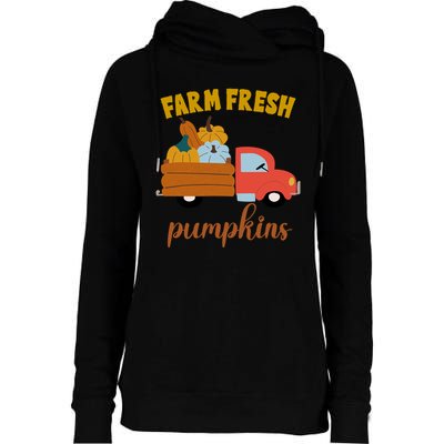 Farm Fresh Pumpkins Fall Vintage Truck Womens Funnel Neck Pullover Hood