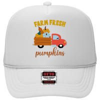 Farm Fresh Pumpkins Fall Vintage Truck High Crown Mesh Back Trucker Hat