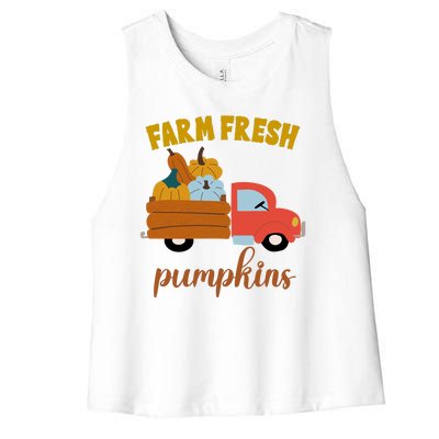 Farm Fresh Pumpkins Fall Vintage Truck Women's Racerback Cropped Tank