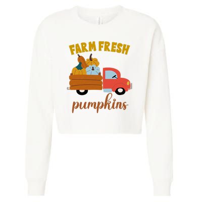 Farm Fresh Pumpkins Fall Vintage Truck Cropped Pullover Crew