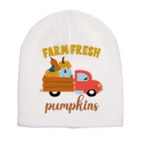 Farm Fresh Pumpkins Fall Vintage Truck Short Acrylic Beanie