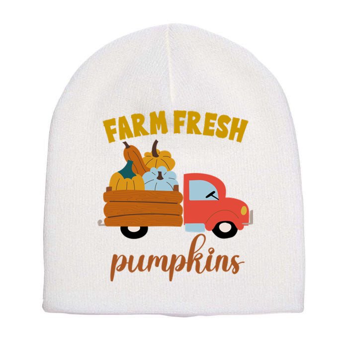 Farm Fresh Pumpkins Fall Vintage Truck Short Acrylic Beanie