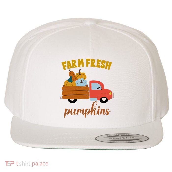 Farm Fresh Pumpkins Fall Vintage Truck Wool Snapback Cap