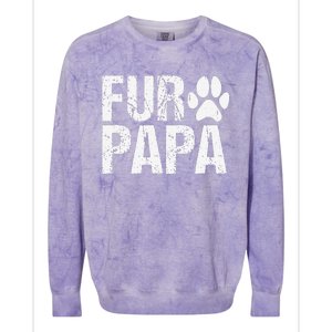 Funny Fur Papa Pet Lover Dog Dad Fathers Day Colorblast Crewneck Sweatshirt