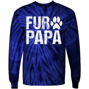 Funny Fur Papa Pet Lover Dog Dad Fathers Day Tie-Dye Long Sleeve Shirt