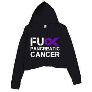 Fuck Fu Pancreatic Cancer Awareness Warrior Purple Ribbon Gift Crop Fleece Hoodie