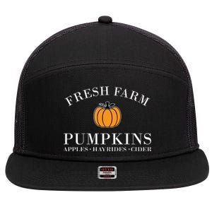 Fresh Farm Pumpkins Apples Hayrides Cider 7 Panel Mesh Trucker Snapback Hat