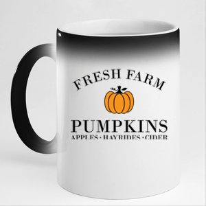 Fresh Farm Pumpkins Apples Hayrides Cider 11oz Black Color Changing Mug