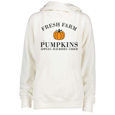 Fresh Farm Pumpkins Apples Hayrides Cider Womens Funnel Neck Pullover Hood