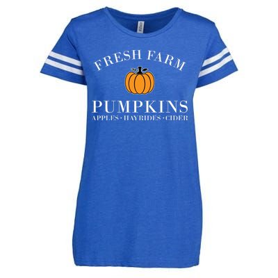 Fresh Farm Pumpkins Apples Hayrides Cider Enza Ladies Jersey Football T-Shirt