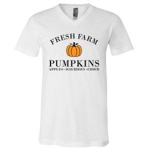 Fresh Farm Pumpkins Apples Hayrides Cider V-Neck T-Shirt