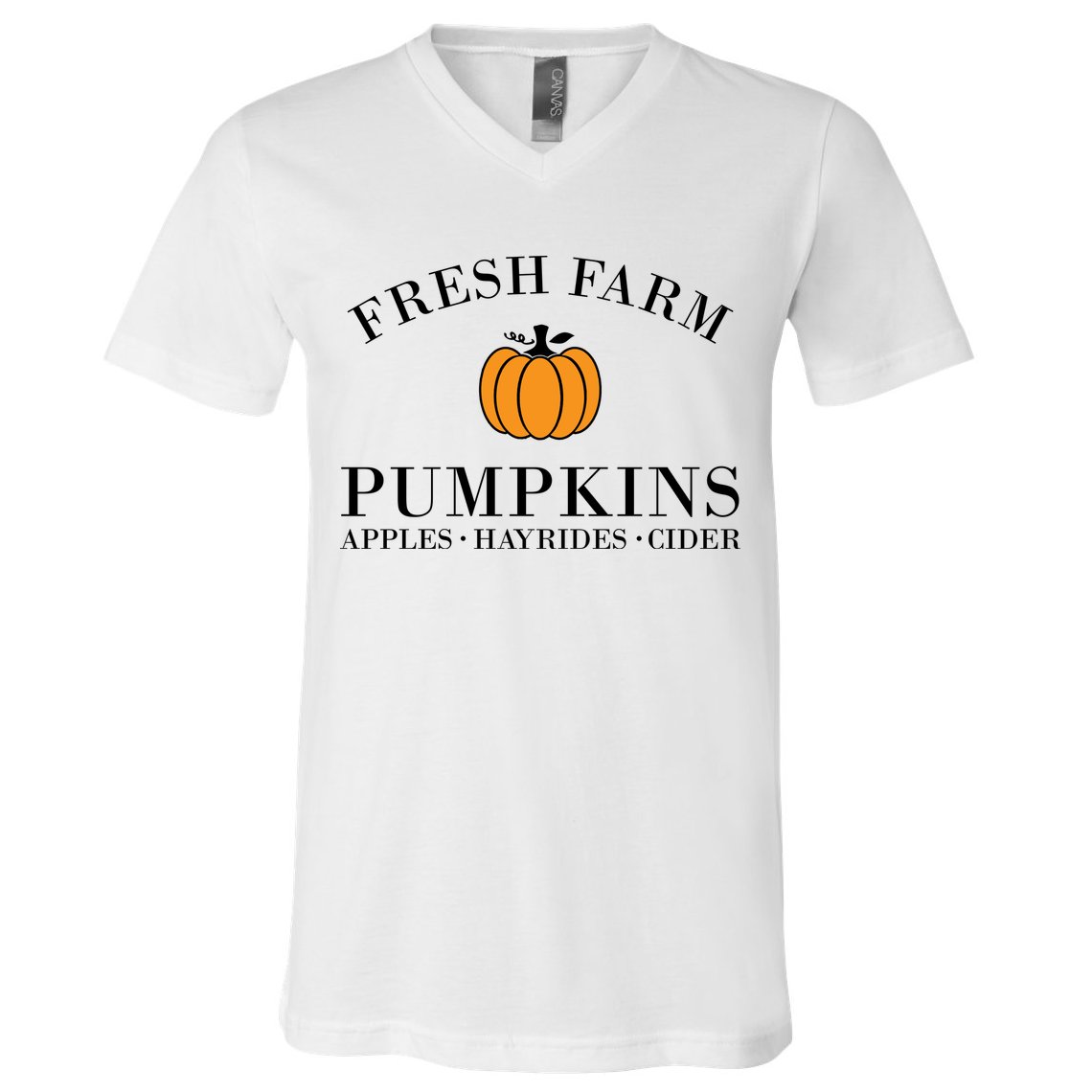 Fresh Farm Pumpkins Apples Hayrides Cider V-Neck T-Shirt