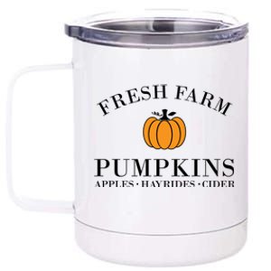 Fresh Farm Pumpkins Apples Hayrides Cider 12 oz Stainless Steel Tumbler Cup