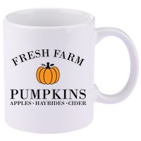 Fresh Farm Pumpkins Apples Hayrides Cider 11oz C Handle Ceramic Mug