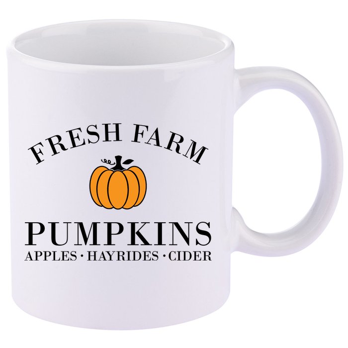 Fresh Farm Pumpkins Apples Hayrides Cider 11oz C Handle Ceramic Mug