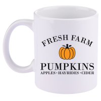 Fresh Farm Pumpkins Apples Hayrides Cider 11oz C Handle Ceramic Mug