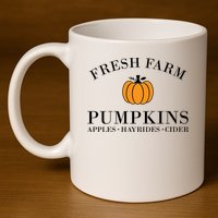 Fresh Farm Pumpkins Apples Hayrides Cider 11oz C Handle Ceramic Mug