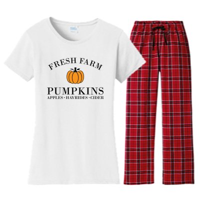 Fresh Farm Pumpkins Apples Hayrides Cider Women's Flannel Pajama Set