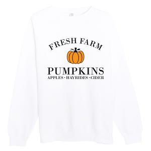 Fresh Farm Pumpkins Apples Hayrides Cider Premium Crewneck Sweatshirt