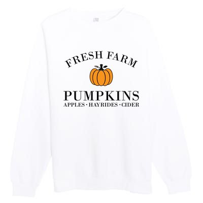 Fresh Farm Pumpkins Apples Hayrides Cider Premium Crewneck Sweatshirt