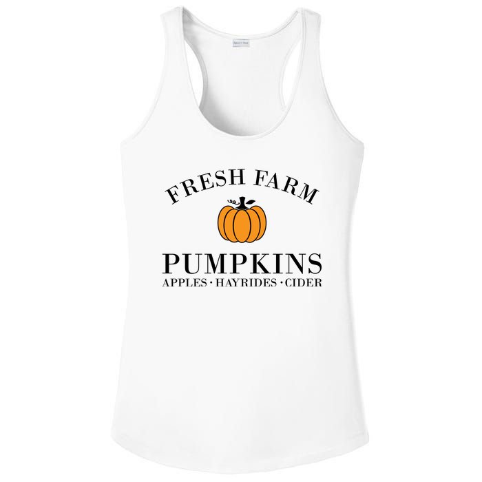 Fresh Farm Pumpkins Apples Hayrides Cider Ladies PosiCharge Competitor Racerback Tank