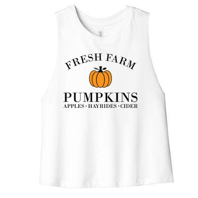 Fresh Farm Pumpkins Apples Hayrides Cider Women's Racerback Cropped Tank