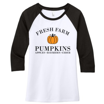 Fresh Farm Pumpkins Apples Hayrides Cider Women's Tri-Blend 3/4-Sleeve Raglan Shirt