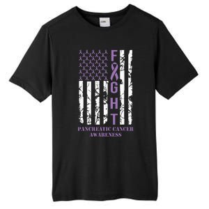 Fight Flag Purple Ribbon Support Pancreatic Cancer Awareness Tall Fusion ChromaSoft Performance T-Shirt