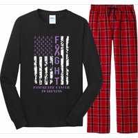 Fight Flag Purple Ribbon Support Pancreatic Cancer Awareness Long Sleeve Pajama Set