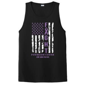 Fight Flag Purple Ribbon Support Pancreatic Cancer Awareness PosiCharge Competitor Tank