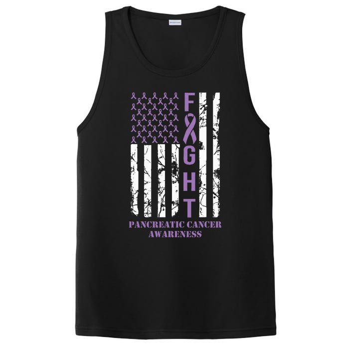 Fight Flag Purple Ribbon Support Pancreatic Cancer Awareness PosiCharge Competitor Tank