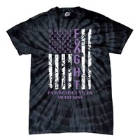 Fight Flag Purple Ribbon Support Pancreatic Cancer Awareness Tie-Dye T-Shirt