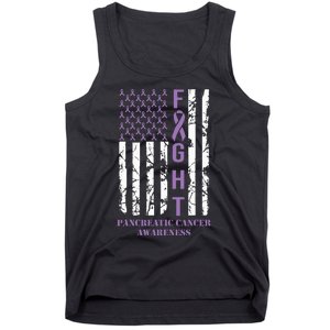 Fight Flag Purple Ribbon Support Pancreatic Cancer Awareness Tank Top