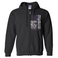 Fight Flag Purple Ribbon Support Pancreatic Cancer Awareness Full Zip Hoodie