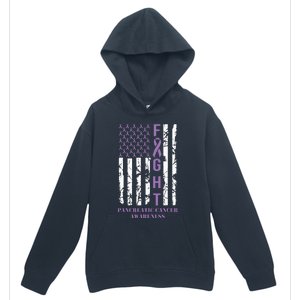 Fight Flag Purple Ribbon Support Pancreatic Cancer Awareness Urban Pullover Hoodie