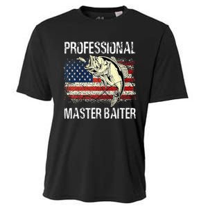 Funny Fishing Professional Master Baiter Retro American Flag Cooling Performance Crew T-Shirt