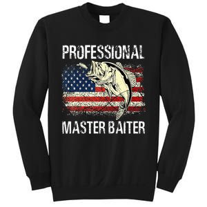 Funny Fishing Professional Master Baiter Retro American Flag Sweatshirt