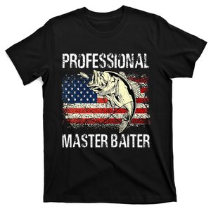 Funny Fishing Professional Master Baiter Retro American Flag T-Shirt