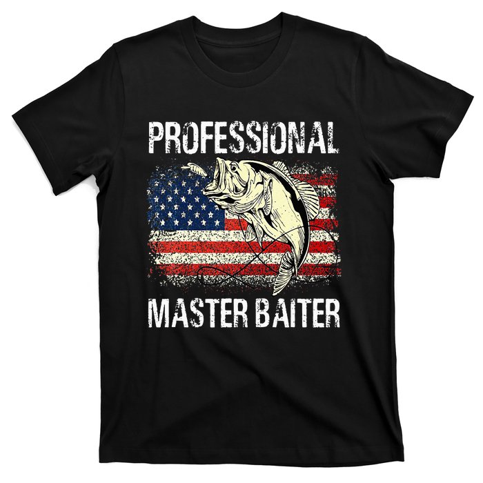 Funny Fishing Professional Master Baiter Retro American Flag T-Shirt