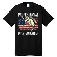 Funny Fishing Professional Master Baiter Retro American Flag Tall T-Shirt