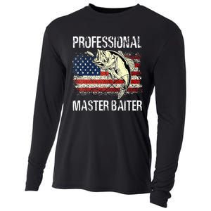 Funny Fishing Professional Master Baiter Retro American Flag Cooling Performance Long Sleeve Crew