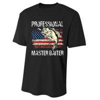 Funny Fishing Professional Master Baiter Retro American Flag Performance Sprint T-Shirt