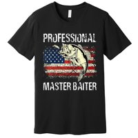 Funny Fishing Professional Master Baiter Retro American Flag Premium T-Shirt