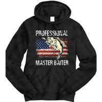 Funny Fishing Professional Master Baiter Retro American Flag Tie Dye Hoodie