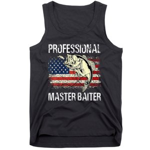 Funny Fishing Professional Master Baiter Retro American Flag Tank Top