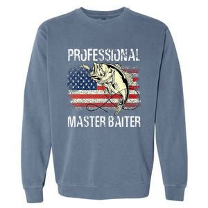 Funny Fishing Professional Master Baiter Retro American Flag Garment-Dyed Sweatshirt