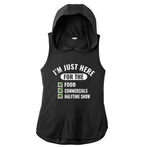 Funny Football Party I'm Just Here For The Funny Gift Ladies PosiCharge Tri-Blend Wicking Draft Hoodie Tank