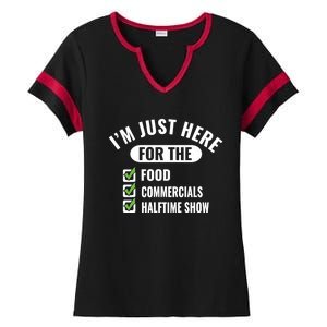 Funny Football Party I'm Just Here For The Funny Gift Ladies Halftime Notch Neck Tee