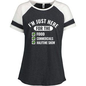 Funny Football Party I'm Just Here For The Funny Gift Enza Ladies Jersey Colorblock Tee